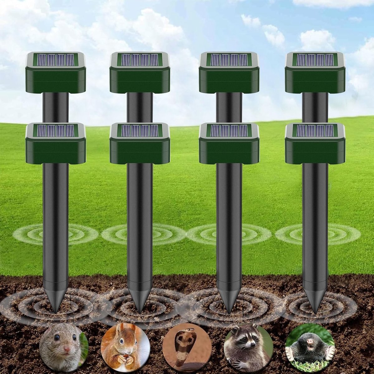 Mollenverjager trilling - Groen - 30 cm - Ultrasone Mollenverjager met Trillingsfunctie - Voor Tuinen en Grasvelden