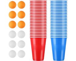 Feestbeker Set - Transparant - 10 oz - Incl. 12 Tafeltennisballen - Voor Beer Pong en Feesten
