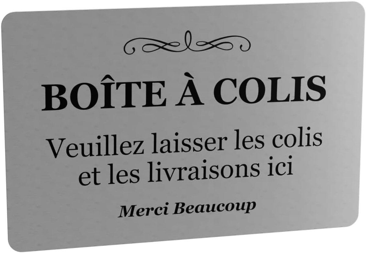 Silver mailbox plate made of aluminium with glue - 'Parcel Box, please place deliveries here' - Elegant and functional - ShopVlot