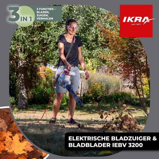 IKRA elektrische bladzuiger en bladblazer IEBV 3200, 3-in-1 functie, incl. verlengstuk voor de blaaspijp van IKRA — afbeelding 3