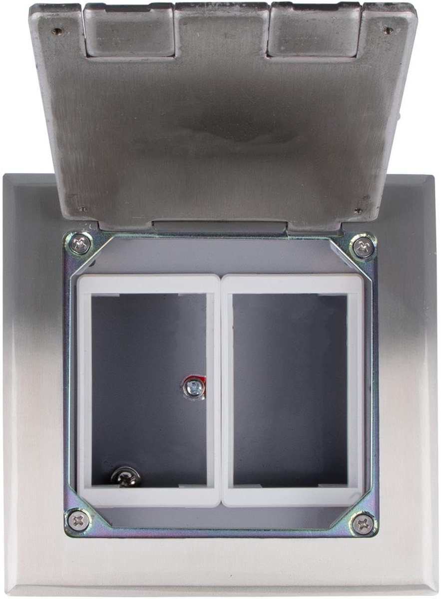 Luxus-Time Stainless steel bottom tank with 2 VDE Schuko sockets + 2 network LAN sockets, ready to install - ShopVlot
