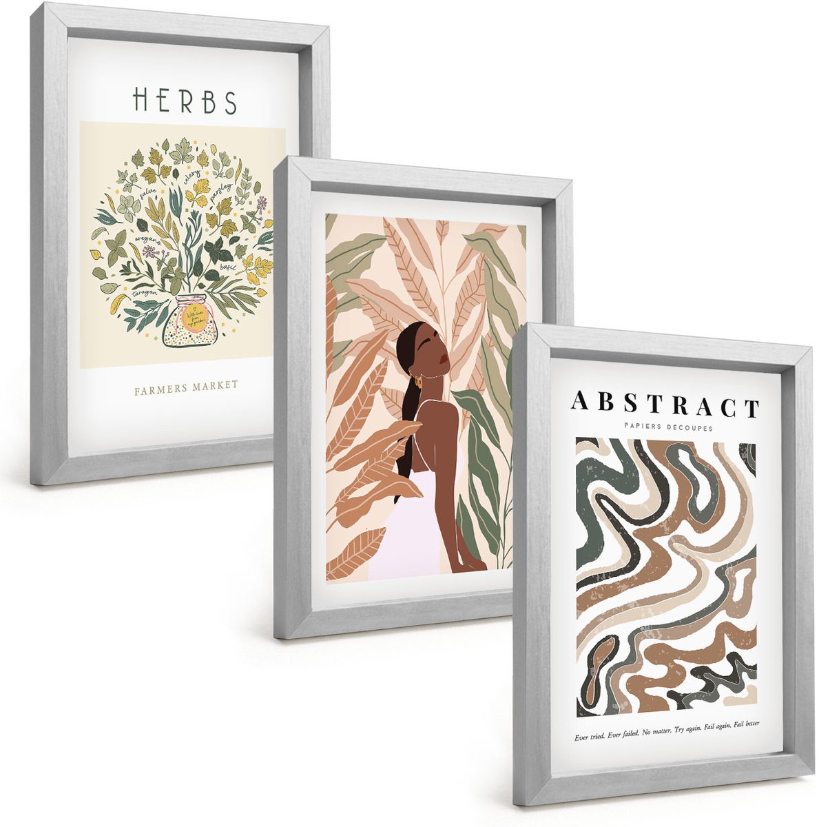 Tulup 4-Delige Schilderij Set - Boho-esthetiek, pastelkleurige minimalistische posters - 20 x 30 cm - Schilderijen Set - Wanddecoratie - Woonkamer - Stijlvolle Muurdecoratie