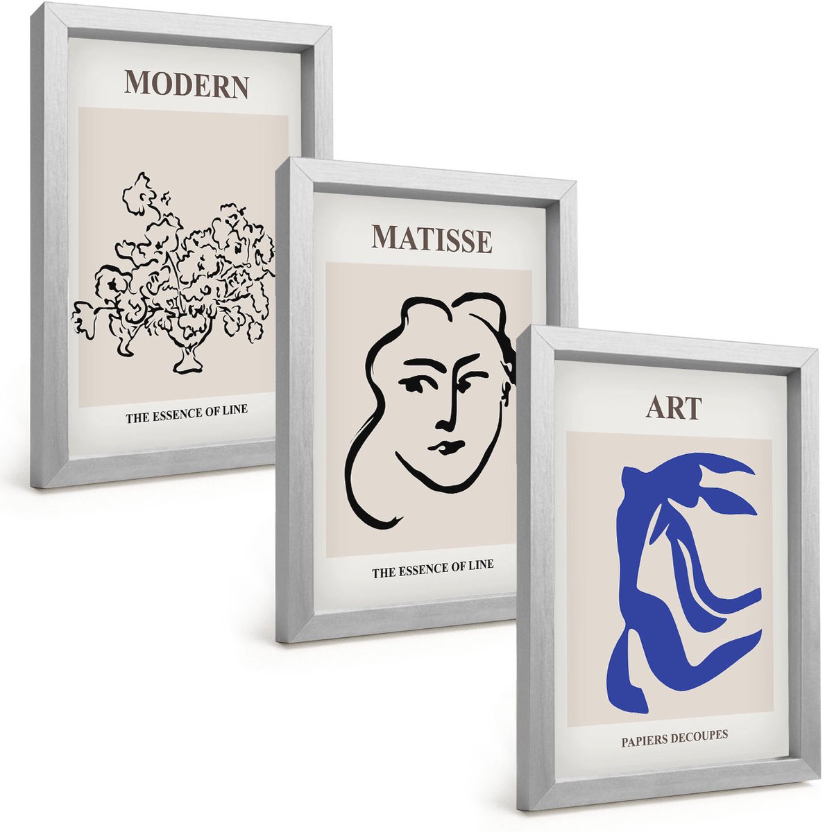Tulup 4-Delige Schilderij Set - Abstracte posters in de minimalistische stijl van Henri Matisse. - 20 x 30 cm - Wanddecoratie - Muurdecoratie - Woonkamer - Stijlvolle Muurdecoratie