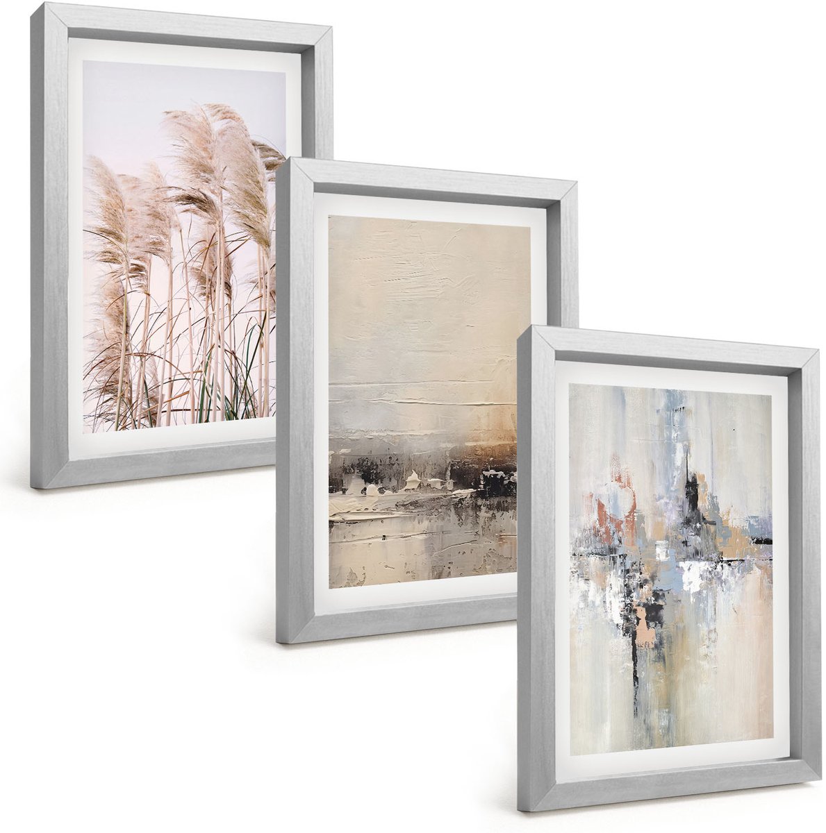 Tulup 4-Delige Schilderij Set - Abstracte patronen van natuurlijke vegetatie in ingetogen kleuren. - 20 x 30 cm - Stijlvolle Wanddecoratie - Interieur - Stijlvolle Muurdecoratie