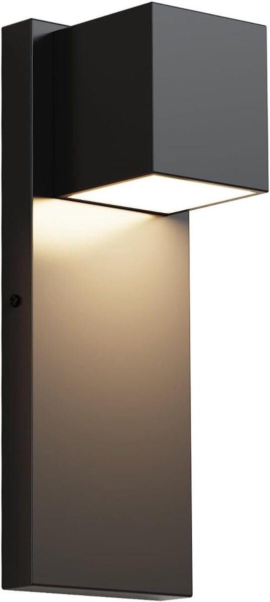 1 moderne LED-buitenwandlampen, 16 W, 3000 K, 1300 lm, IP65-waterdicht, zwart - ShopVlot