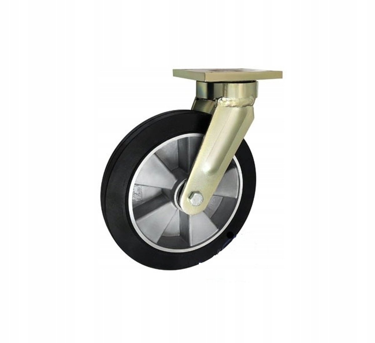 Zwenkbaar aluminium rubber wiel Ø250mm, 400kg trekvermogen