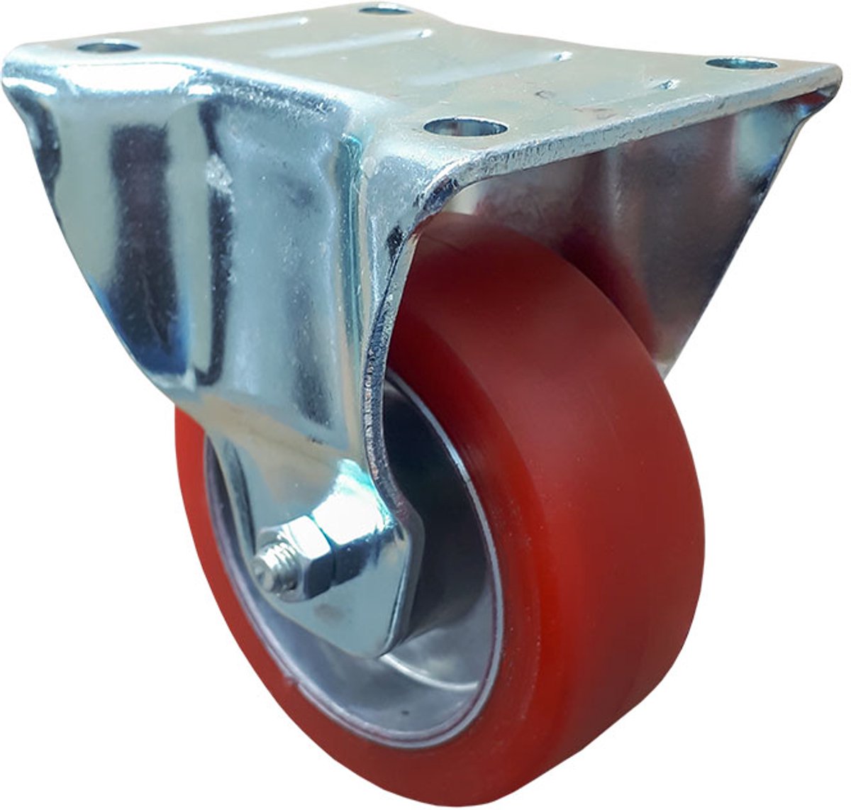 Zwenkwiel Aluminium-Polyurethaan 100mm, 300kg Draagvermogen, Vast