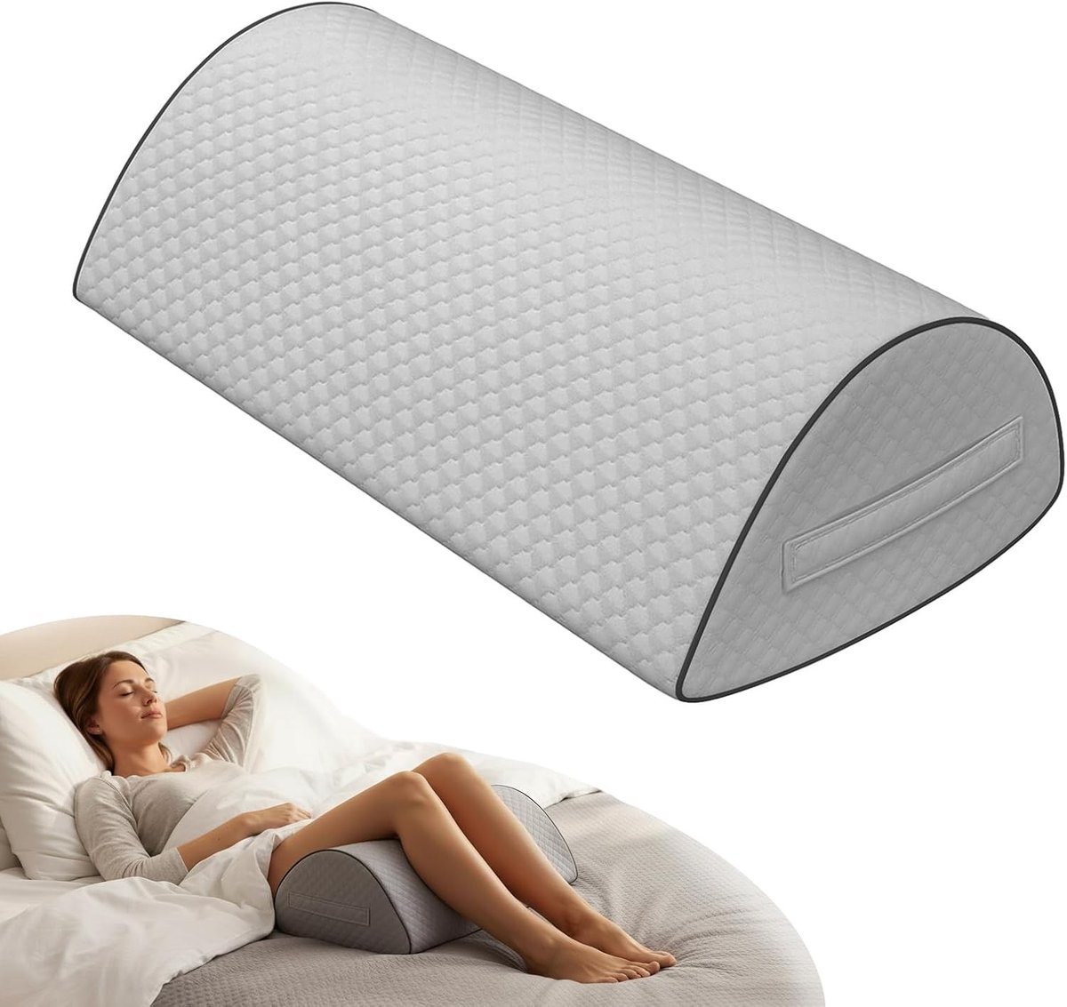 Beenverhoger voor in bed - Grijs Extra Wit - Ergonomisch Traagschuim Kniekussen voor Zijslapers en Ondersteuning