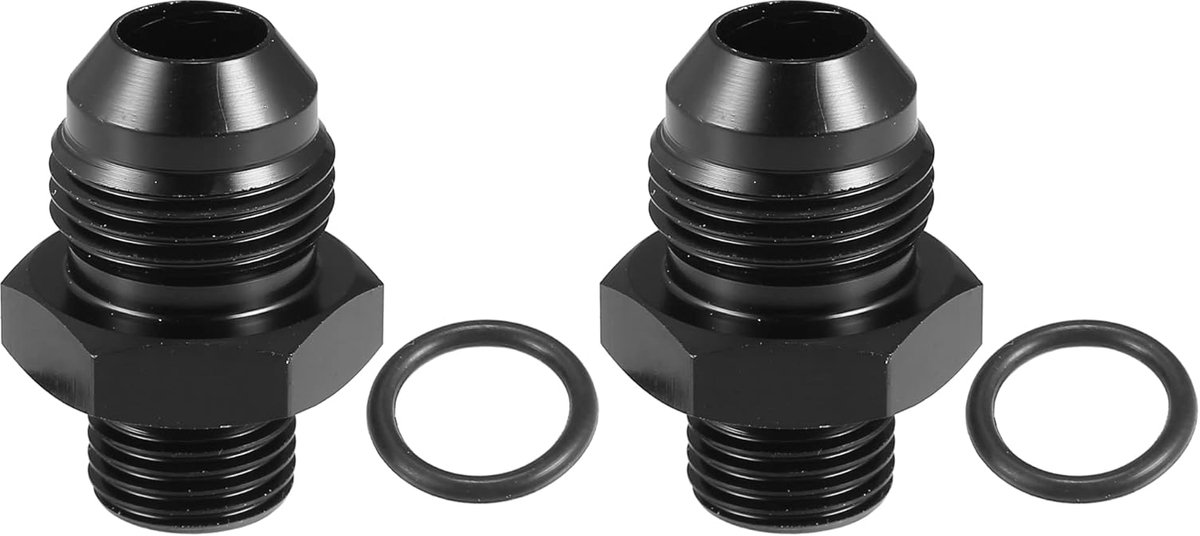 A ABSOPRO AN6 To AN8 Fuel Rail Adapter Connector Fitting Black - 4 Pieces - ShopVlot