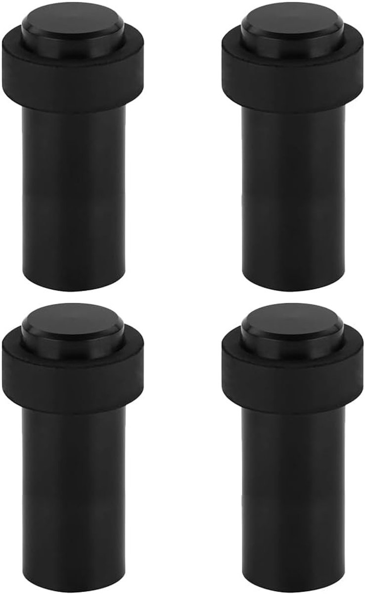 Deurstopper - Zwart - 60 mm - Roestvrij Staal met Rubber - Voor Vloer of Wandmontage