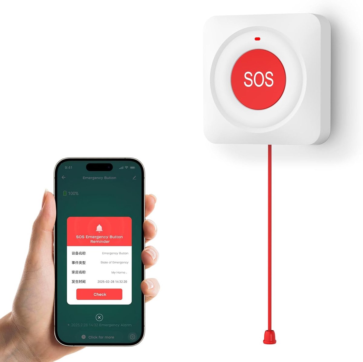 PGST Tuya WiFi Smart SOS Emergency Alarm for Disabled Persons Pager Patient Alarm System (2.4 GHz Network Only) Use - ShopVlot