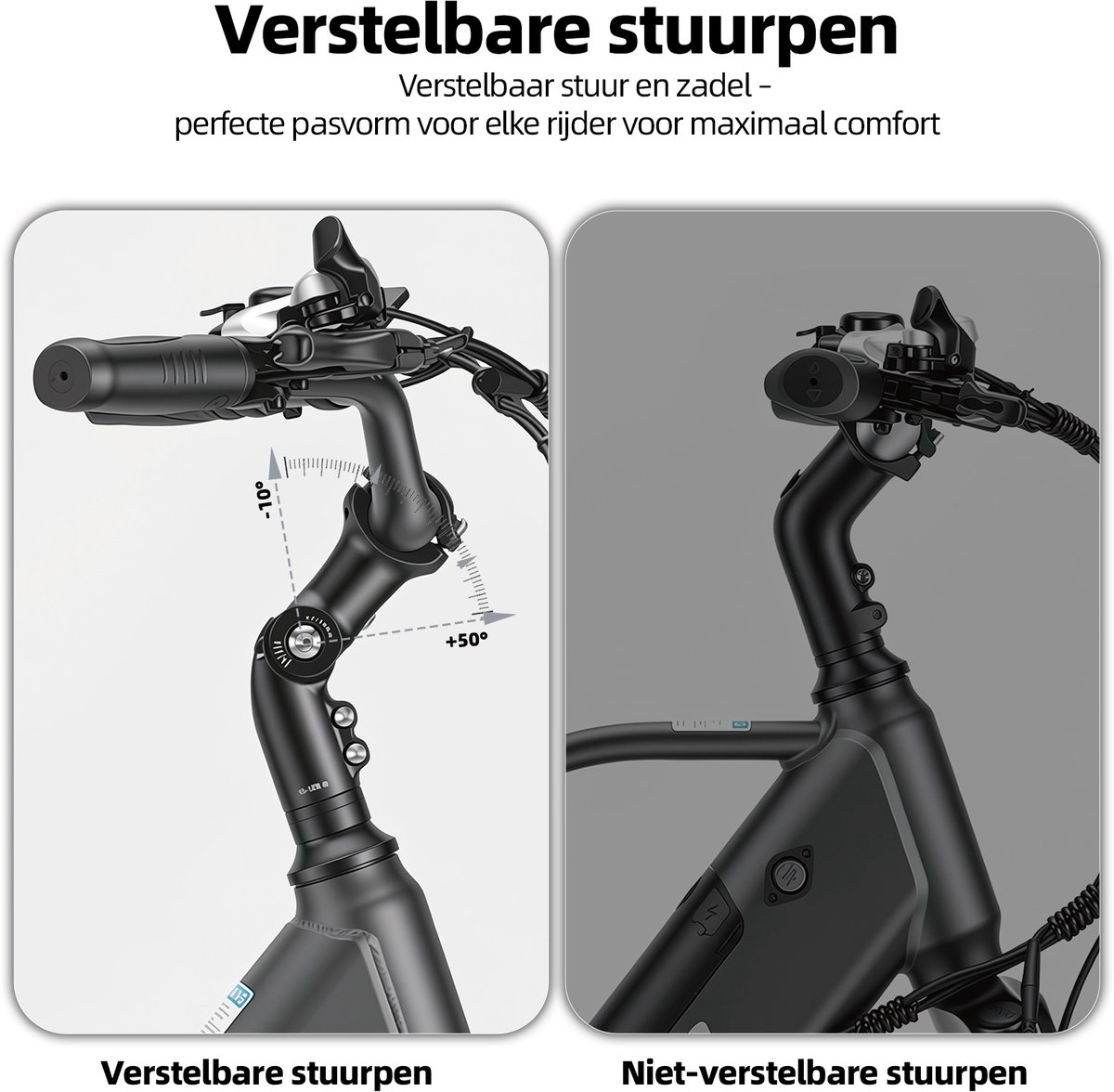 Elektrische Stadsfiets 28 inch -Comfort Lage Instap-75 km Actieradius-250W Motor-Shimano 7 Versnellingen-Verende Voorvork-Verende Zadelpen-LCD Display - rvork-Verende Zadelpen-LCD Display – foto 4