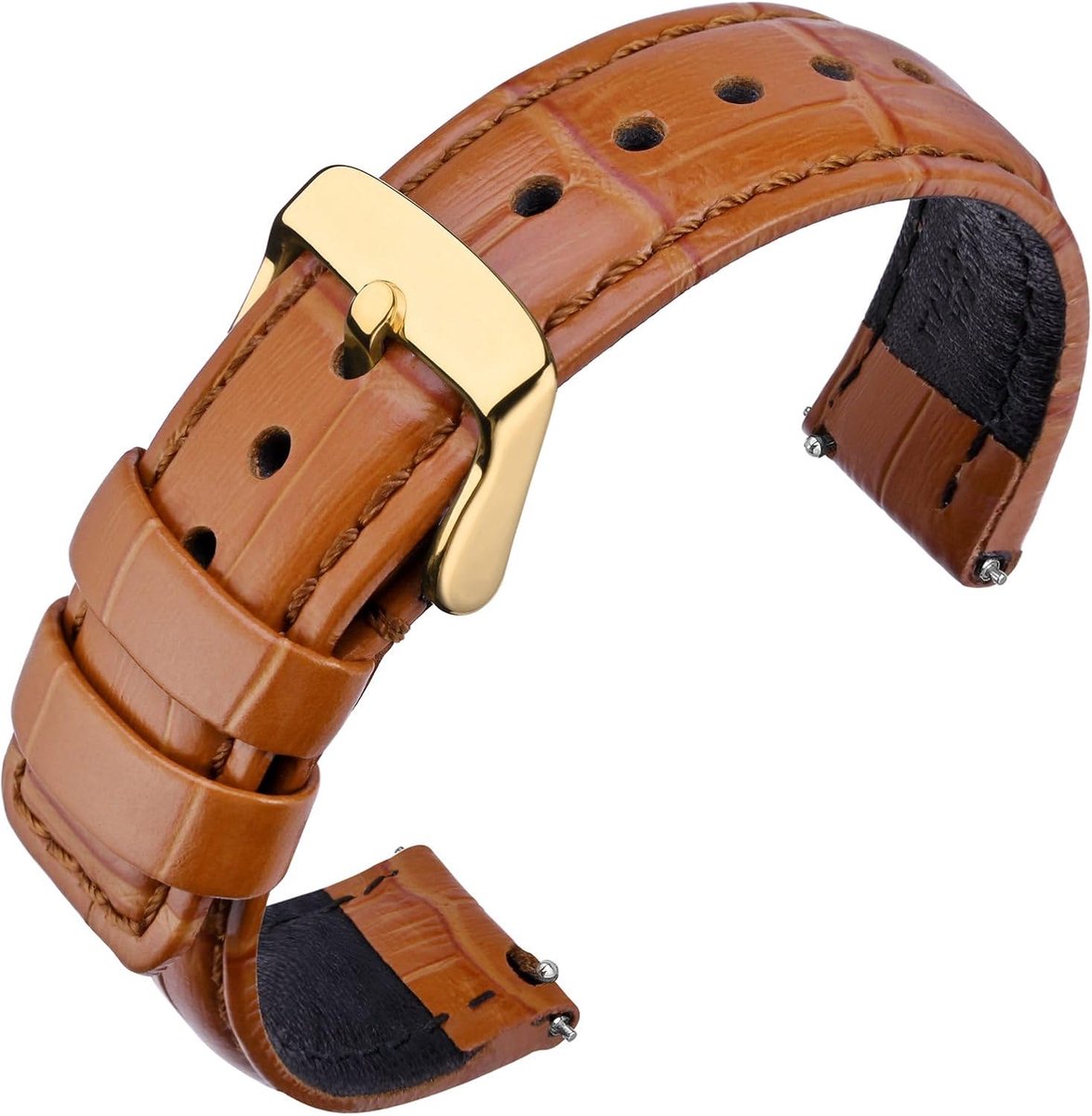 ANNEFIT Quick Release Leather Watchband 18mm 20mm 22mm 24mm, Alligator Grain Calfskin Replacement Strap - ShopVlot