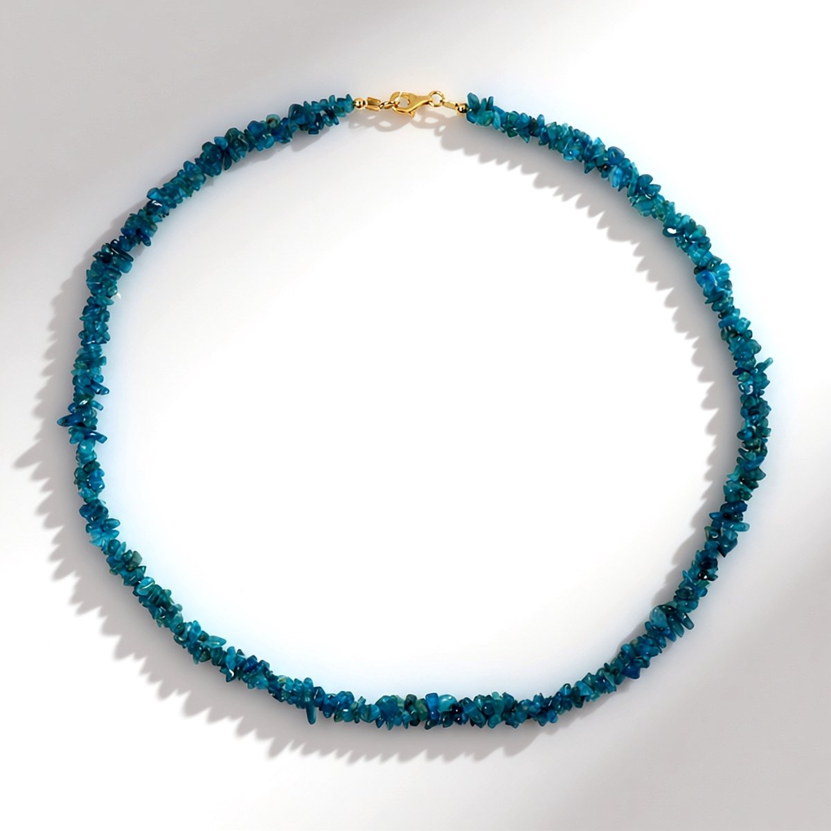 Cavill - Neon Blauwe Apatiet Ketting - Verguld 925 Sterling Zilver - 130,19 ct Braziliaanse Apatiet Kralen - Stijlvolle Blauw Zilveren Halsketting