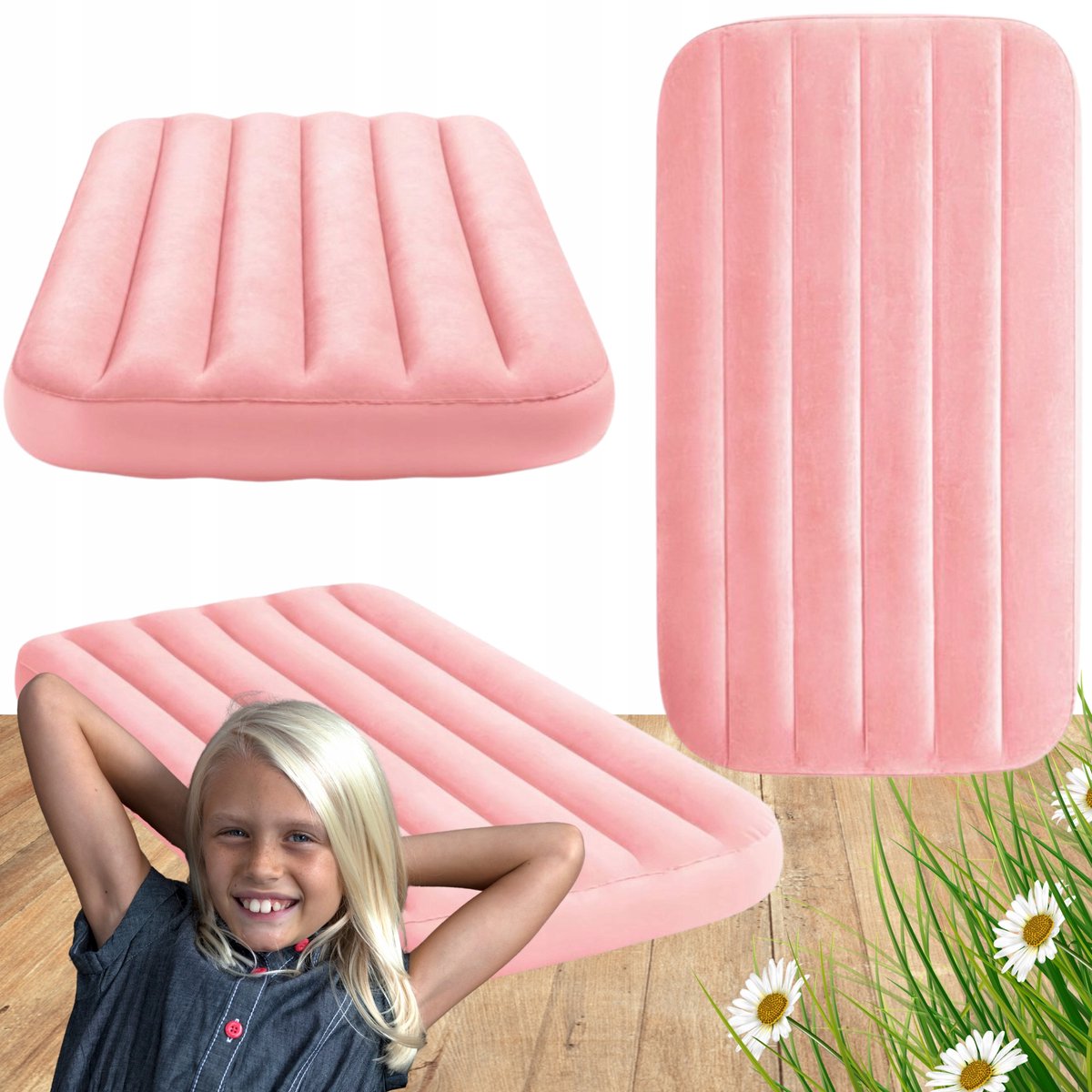 Roze Kinder Luchtbed 157x88x18 cm - Comfortabel en Draagbaar