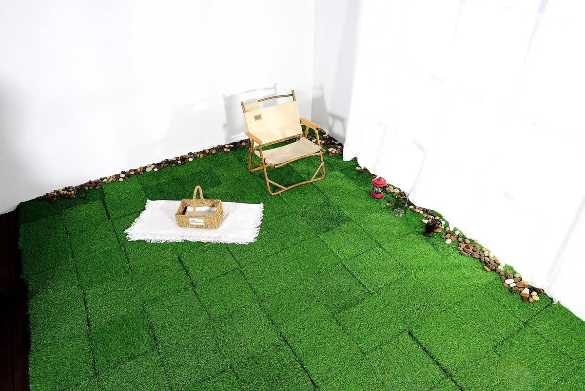 REDOM - Kunstgras tegels - 36 stuks met interlock systeem - Snelle klikmontage en snelle drainage - Voor balkon, terras en tuin - Plastic - Groen - 12 x 12 inch