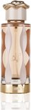 Lattafa Teriaq Eau de Parfum 100ml. Een fles met een gouden bodem en een witte dop met een gouden slangendetail.