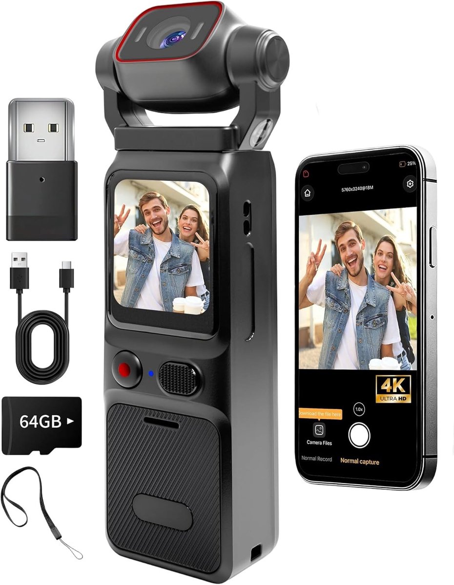Actiecamera - Zwart - Compacte Vlogcamera met Lange Batterijduur - Voor Outdoor Sporten en Reizen