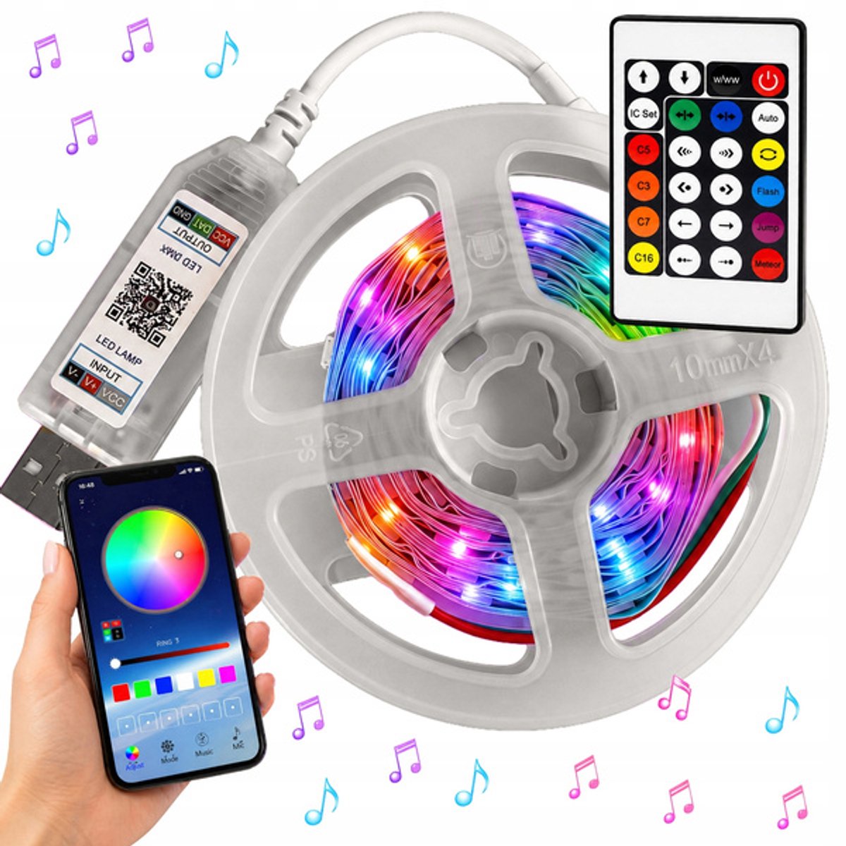 Majestix RGB Neon LED Strip – 10 Meter – Bluetooth – App & Afstandsbediening – Flexibele Neon Verlichting – Multicolor