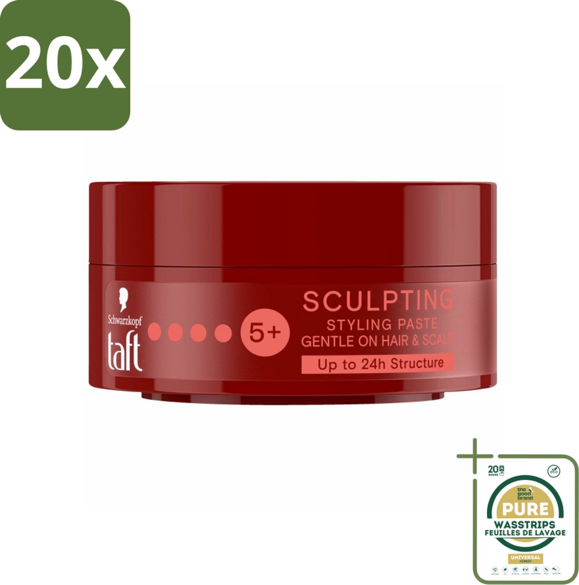 20 x Taft - Sculpting Styling Paste - Hold 5+ - Flexibele styling - 75 ml - Grootverpakking - Flexibele Styling - Styling Paste - Matte Finish - Vegan Styling - Haarspray