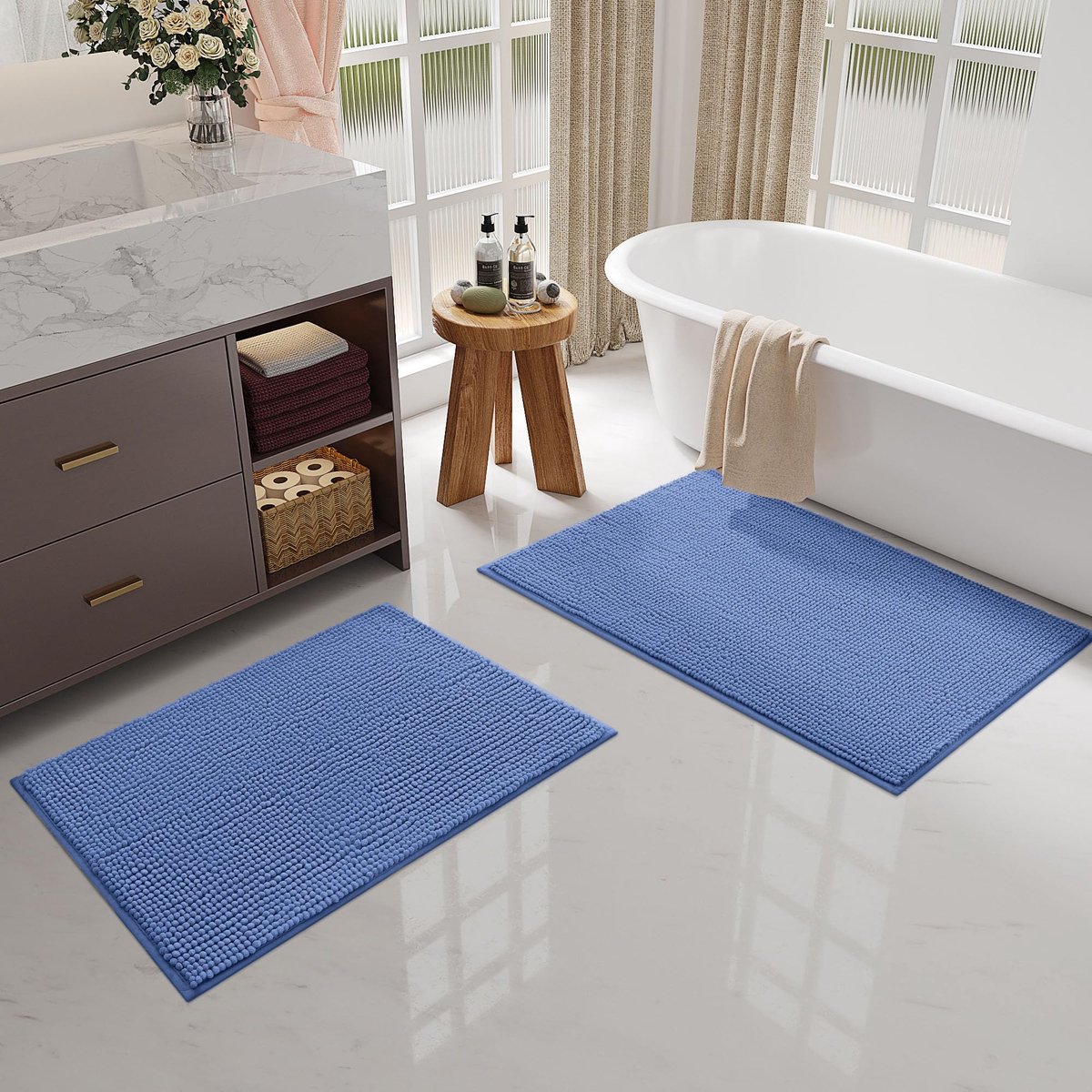 Badmat antislip 50 x 80 cm - Chenille - Zacht en comfortabel - Ideaal voor badkamer - ShopVlot