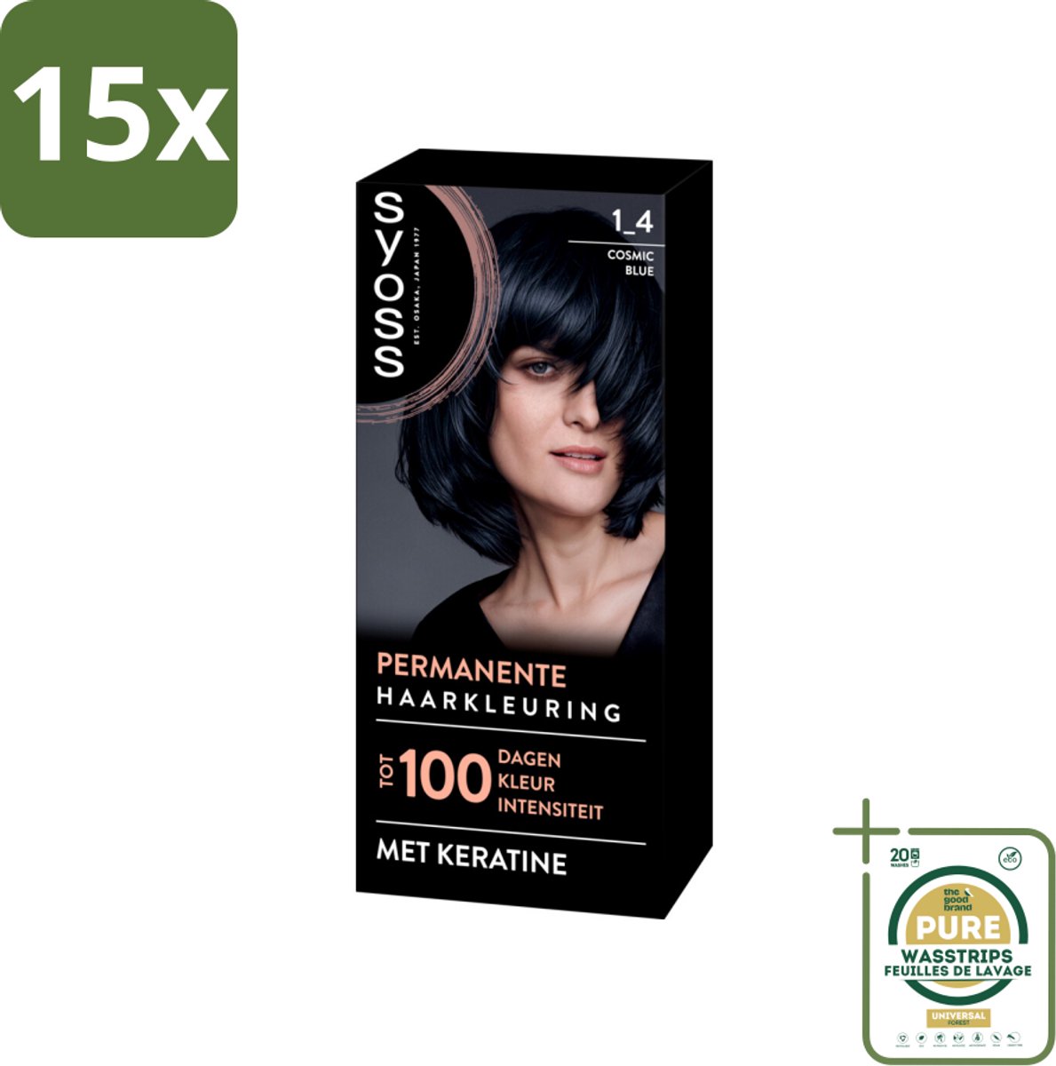 15 x SYOSS - Coloration 1-4 Cosmic Blue - Haarverf - Grijsdekking - Vermindert Haarbreuk - Grootverpakking - Haarverf - Permanent Haarkleuring - Grijsdekking - Keratine Haarkleuring - Haarverf 1-4 Cosmic Blue