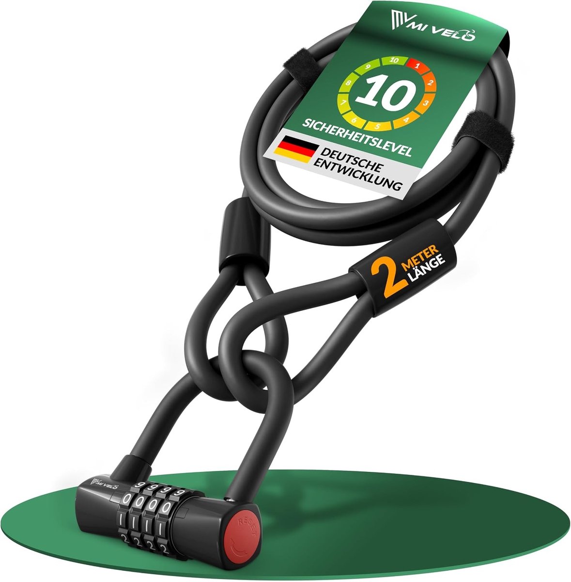 Fietsslot Kabelslot - 2 meter met cijfercode - Robuust Stalen Kabel - Voor Fiets en Tuinmeubelen