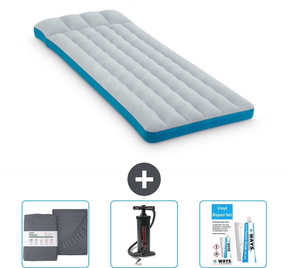 Intex Campingmat - Twijfelaar - 72 x 189 x 20 cm - Blauw - Inclusief Accessoires CB11