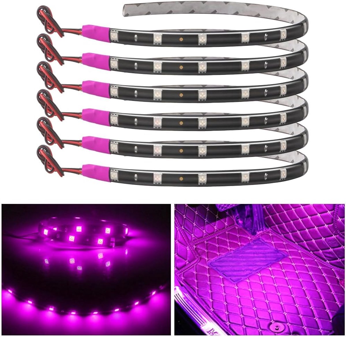 LED strips 12V 30 cm - waterproof - 6 stuks - pink interieurverlichting - ShopVlot