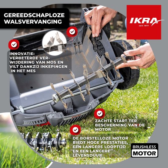 IKRA Bosch 36 V 3-in-1 accu-verticuteermachine en gazonbeluchter IB-SR 36, inclusief twee rollen - exclusief accu en oplader van IKRA — afbeelding 3