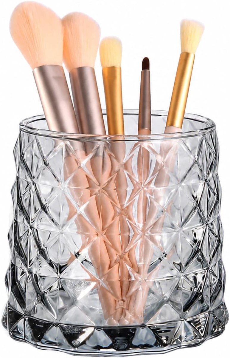 DASITON Glazen make-up borstelhouder organizer, kristallen cosmetische make-up borstels opberghouder, make-up - ShopVlot
