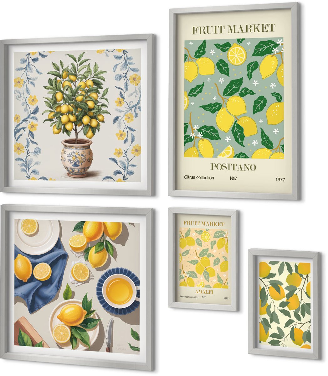 Coloray 5-Delige Schilderij Set - Tropische Landschappen Met Stranden En Palmbomen - 20 x 30 cm - Muurdecoratie - Wanddecoratie - Slaapkamer - Interieur Decoratie