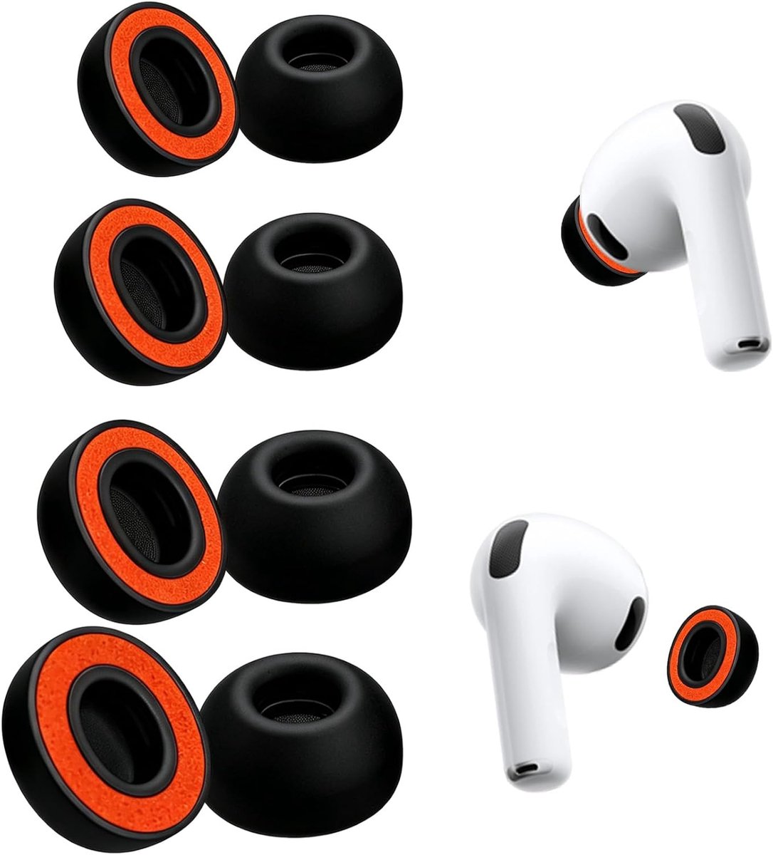 Aiivioll Oordopjes voor AirPods pro3 van traagschuim, zwart-oranje, 4 paar - ShopVlot