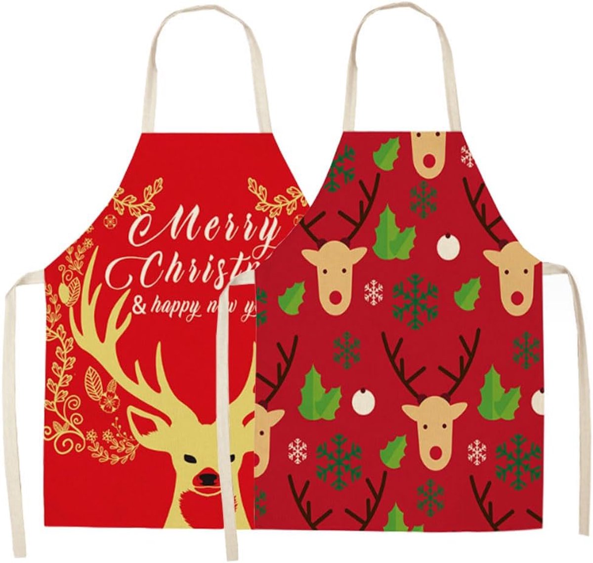 2 Pcs Cotton Christmas Apron Christmas Apron for Men Women Waterproof Apron Kitchen Apron, Cooks, Bib, Baking, Grilling - ShopVlot