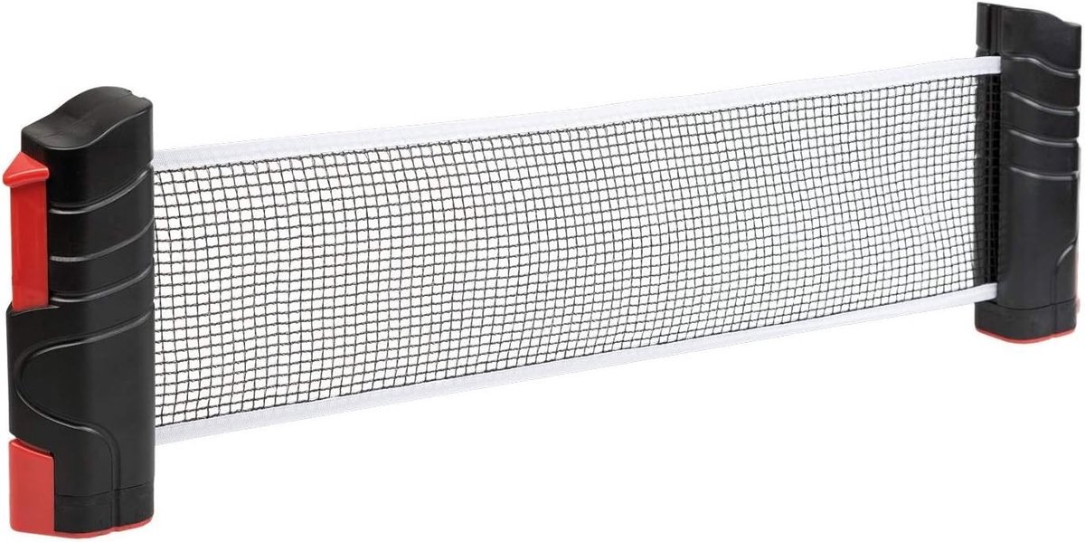 Tafeltennisnetje voor elke tafel - Zwart - Uittrekbaar tot 176 cm - Kunststofweefsel - Voor Tafelbladen tot 5,2 cm Dik