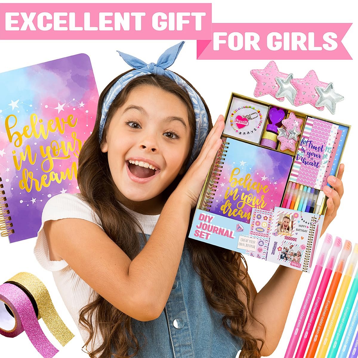 DIY Journal Kit voor Meisjes - 48 stuks DIY Journal Set voor Tween & Tiener Meisjes, Briefpapier Set, Scrapbook & - ShopVlot