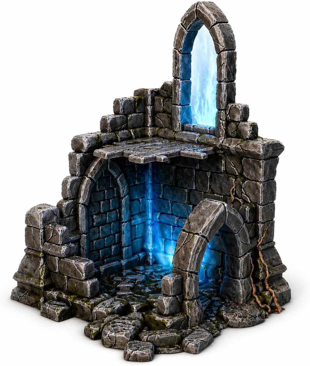 Destroyed Church Tower: 2-Piece Portable Terrain Set for Tabletop RPGs, Wargames and Miniature Scenery, 28/32mm Scale - ShopVlot