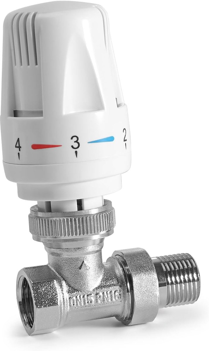 Thermostaatset & terugslagventiel, thermostaatkop M30 x 1,5, messing rechte uitvoering thermostaatventiel - ShopVlot