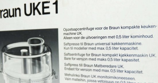 Braun UKE1 sapcentrifuge opzetstuk voor UK series keukenmachine met 0,5 liter kominhoud - UK1 UK9 UK10 UK11 UK20 - nr. 4289700 van Braun — afbeelding 4