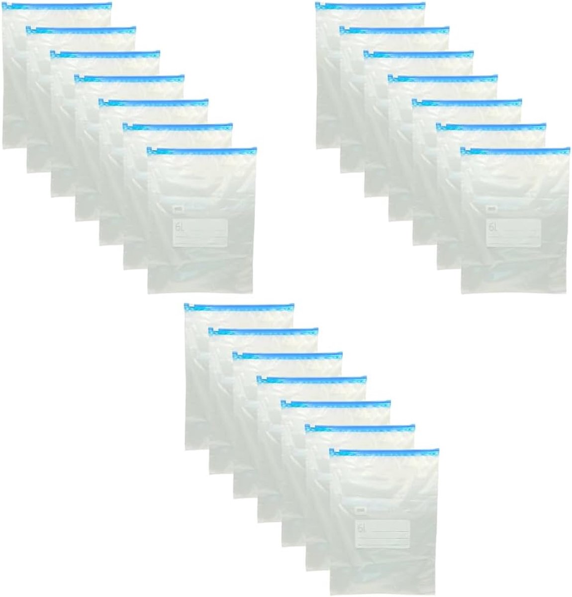 Sunmondo Zip pockets, 6 l, reusable, transparent, 21 pieces pockets with press closure, 30 x 40 cm - ShopVlot
