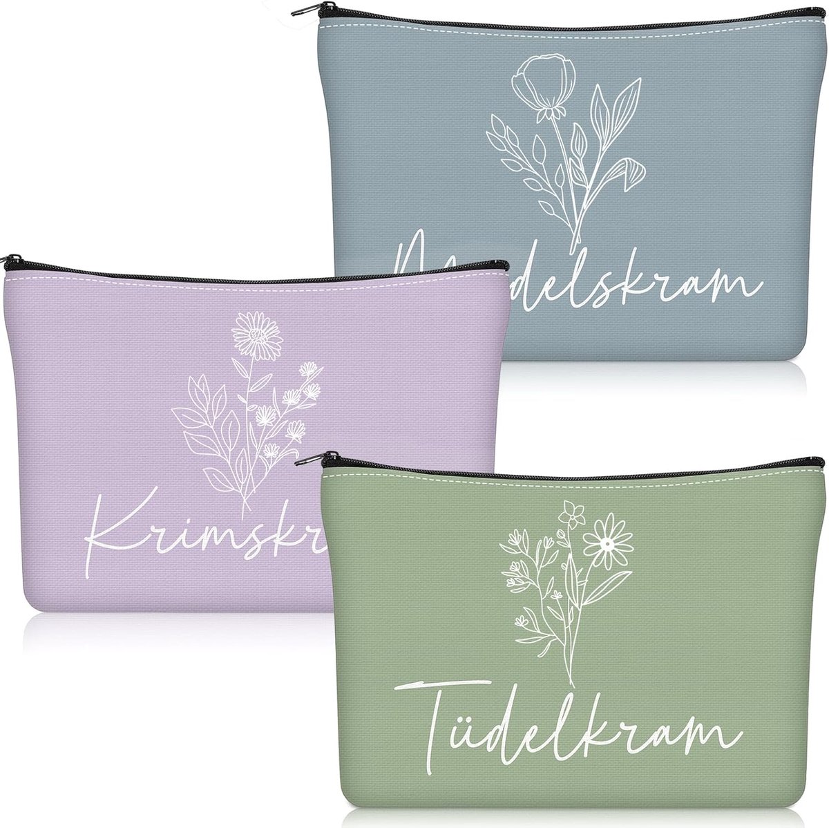 Geiserailie 3 Pièces Trousse de Maquillage Petite Trousse de Toilette Avec Inscription Zippée Portefeuille de Voyage - ShopVlot