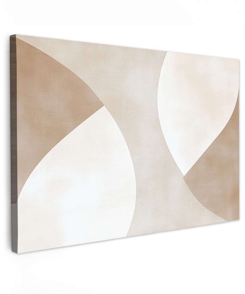 Famanu – Canvas schilderij van 120x80 cm, wanddecoratie voor woonkamer en slaapkamer, bruin, Japandi, abstract ontwerp