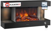 KAMINIO Elektrische haard LIZ - Elektrische wandhaard met verwarming, 3D-vlameffect, LED-sfeerverlichting, afstandsbediening - Zwart
