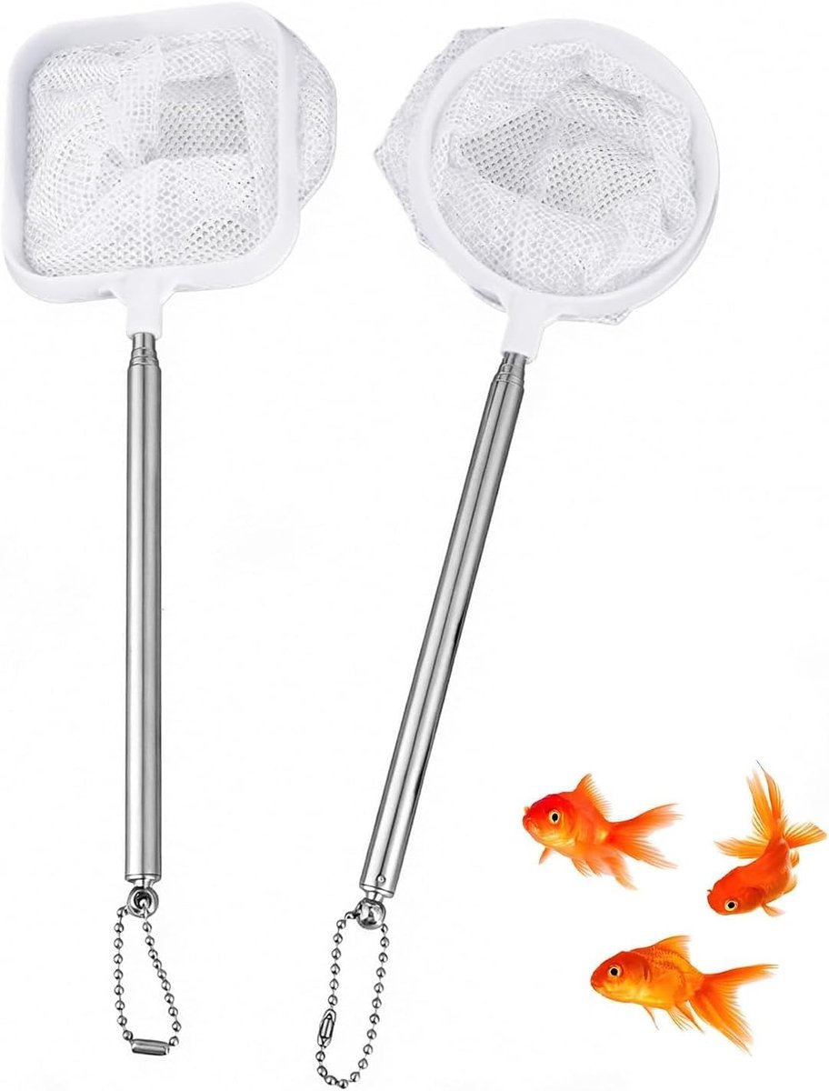 Telescopische Visnetten 3Pcs - Roestvrij Staal - Voor Aquaria en Kleine Vijvers - Sterk en Duurzaam - ShopVlot