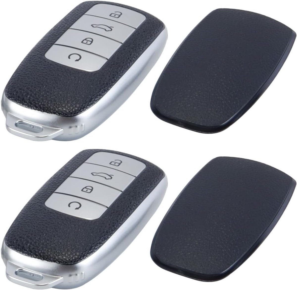 TPU autosleutel hoes 2 stuks - 4 knoppen - zilver - beschermt uw sleutel - ShopVlot