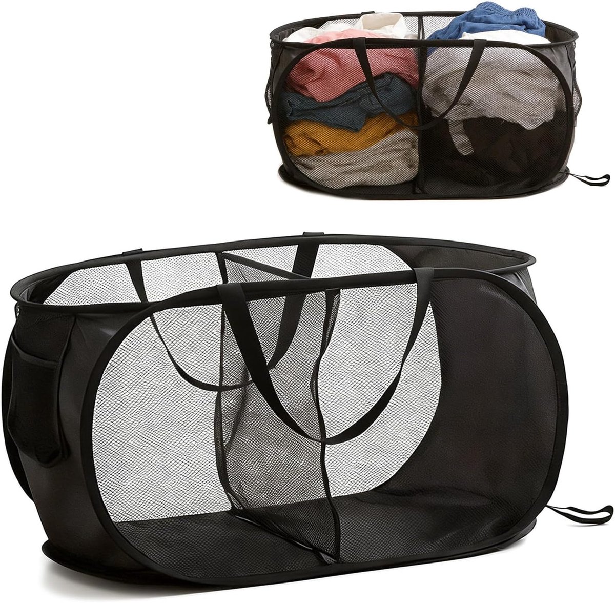 Wasmand met 2 compartimenten - Vouwbaar en ademend - Ideaal voor het scheiden van was - Perfect voor badkamer en reizen - ShopVlot