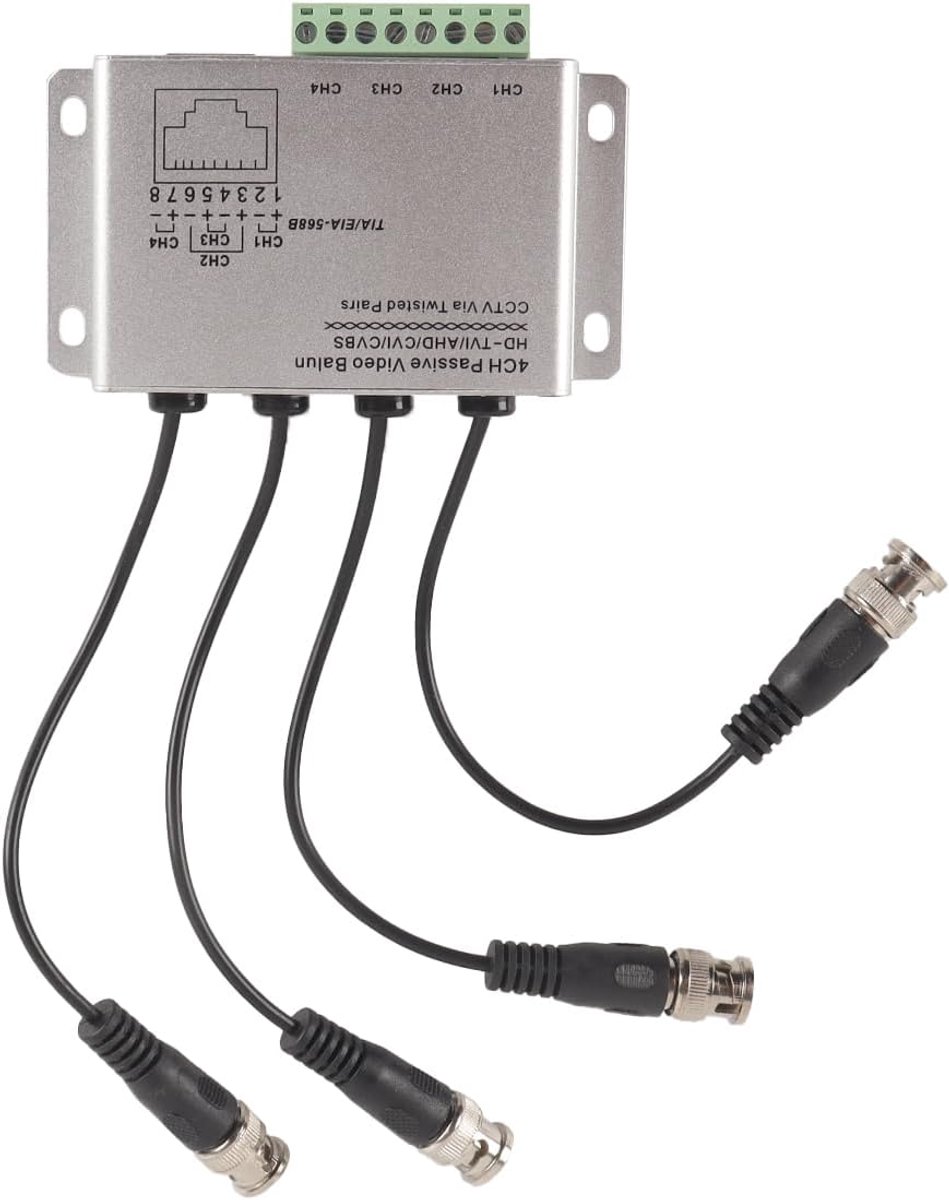 4-kanaals passieve video balun - 720P/1080P HD - twisted pair zender met kabel - stabiliteit voor CCTV systeem - ShopVlot