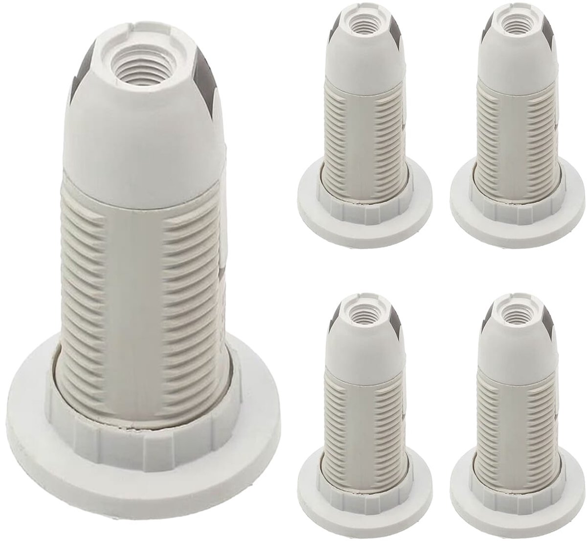 VITO E14 Lamphouder Schroefdraad - Kunststof - Wit - Persverbinding met 2 ringen - E14 fitting - 5 stuks