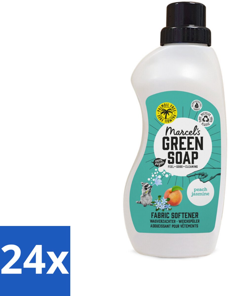 Marcel's Green Soap - Wasverzachter - Perzik & Jasmijn - Zachte frisheid - 30 Wasbeurten - 750 ml - Voordeelverpakking - 24 stuks