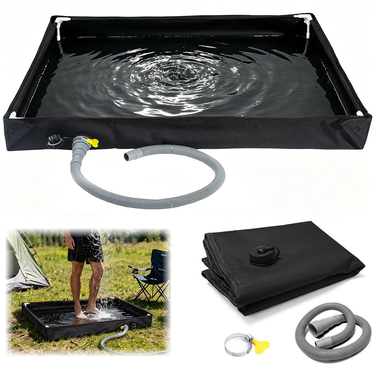 Opvouwbare douchebak 80 x 80 cm - duurzaam Oxford - waterdicht - ideaal voor camping en strand - ShopVlot